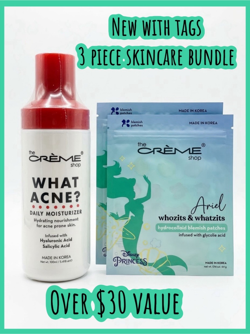 The CRÈME SHOP • What Acne? Daily Moisturizer + Ariel Blemish Patch Bundle • NEW